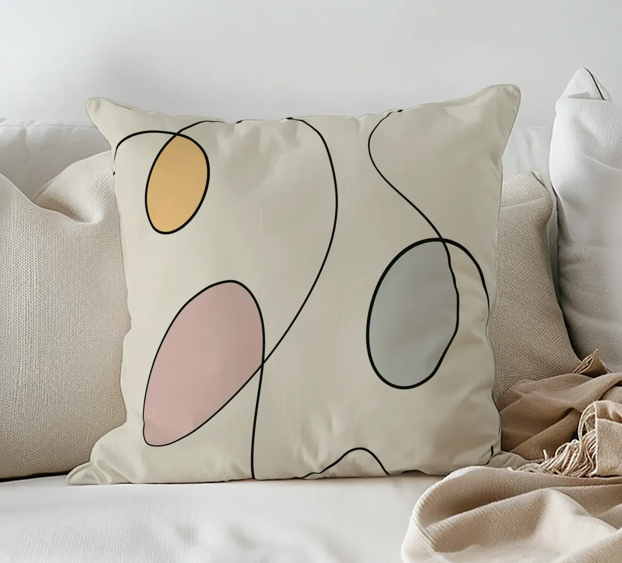 Minimal graceful line art abstract 15 cuscino da Little Dean