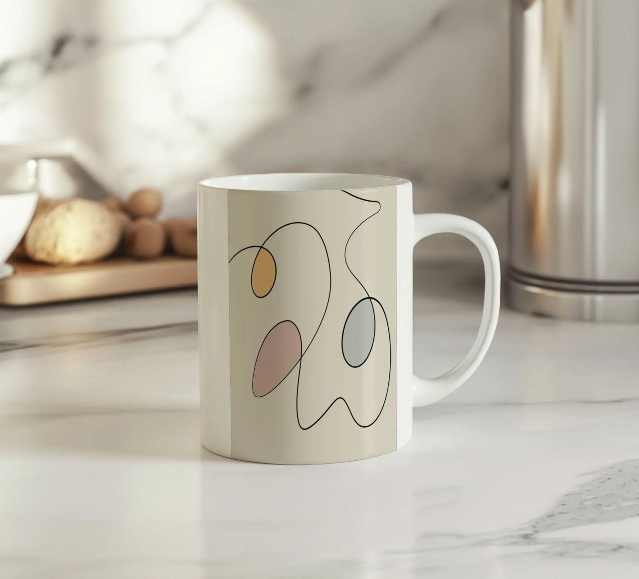 Minimal graceful line art abstract 15 tazza in ceramica da Little Dean