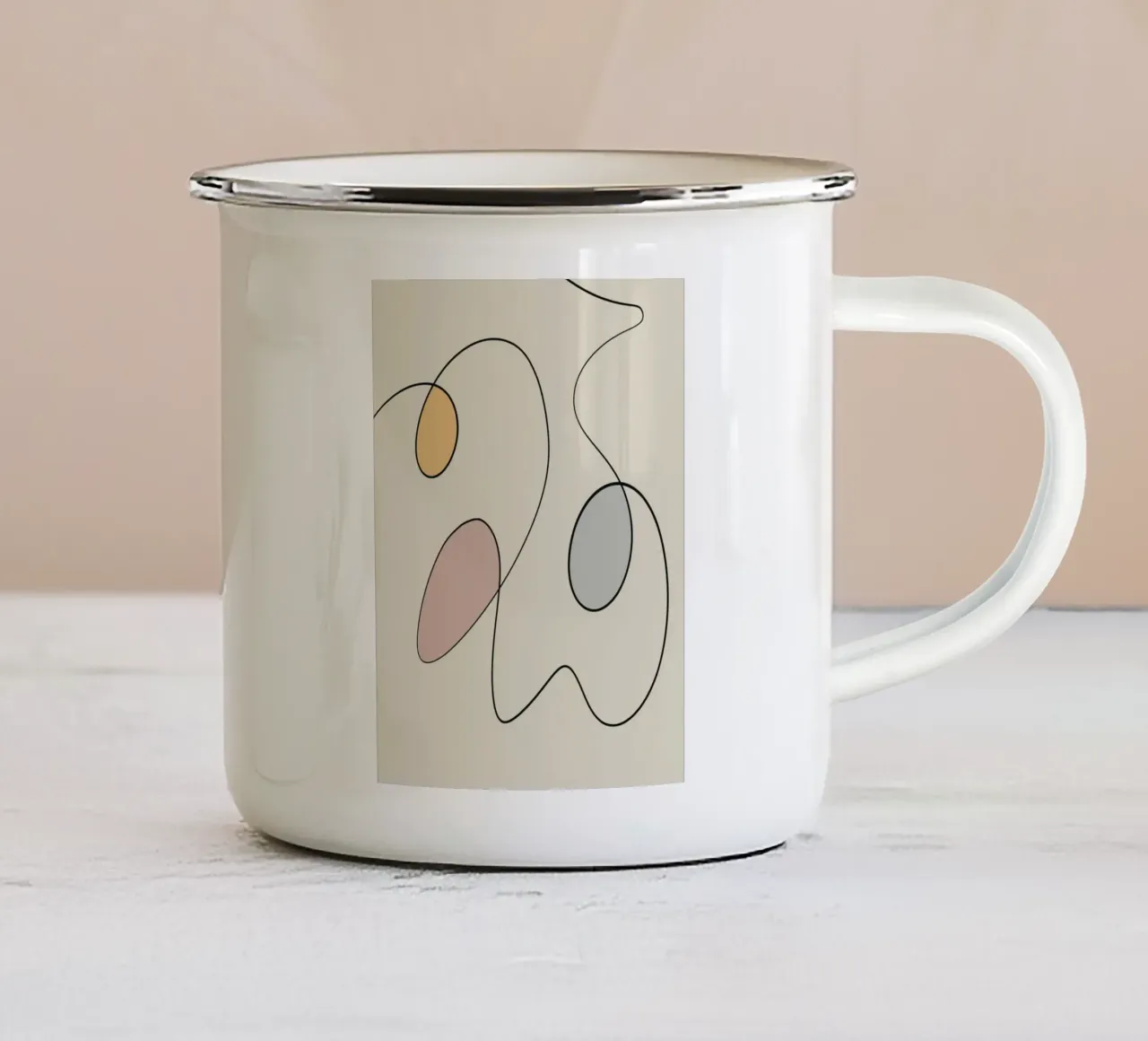 Arte lineal minimalista abstracto 15 taza de esmalte de Little Dean