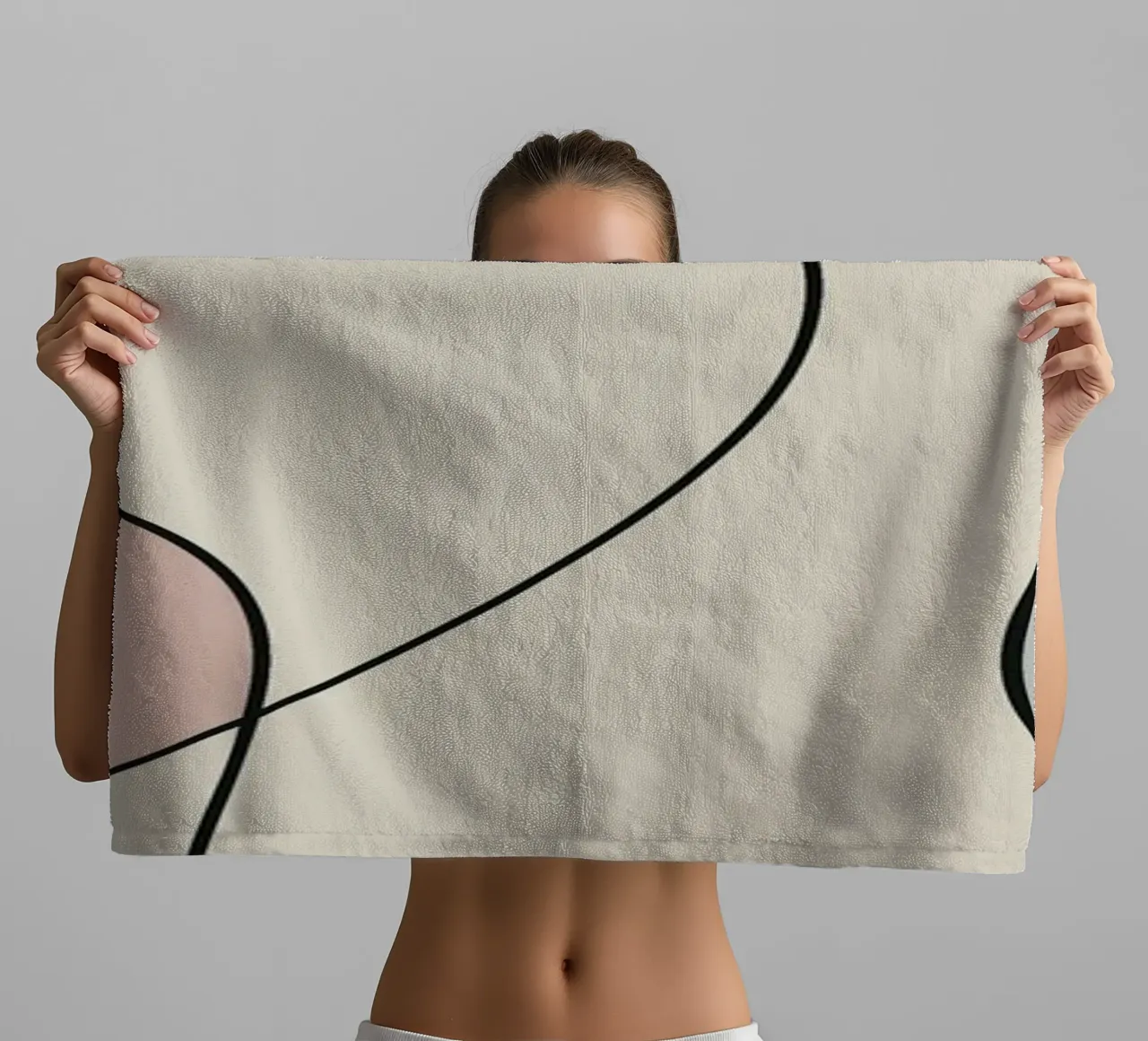 Dessin au trait minimaliste et gracieux abstrait 15 serviette de bain de Little Dean