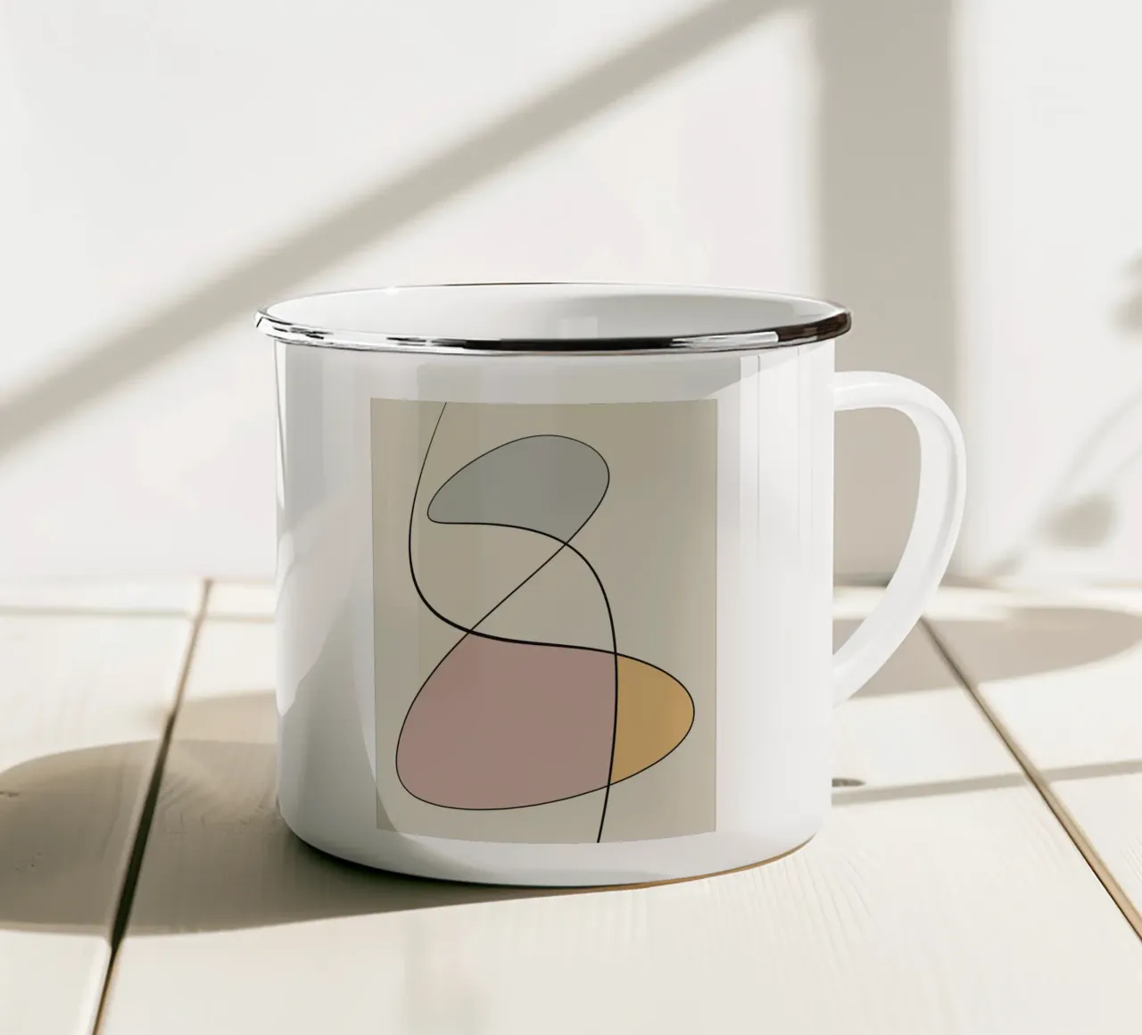 Minimal graceful line art abstract 13 tazza in smalto da Little Dean