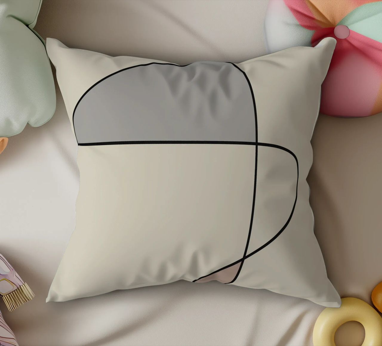 Minimal graceful line art abstract 12 decorative cushion by Little Dean
