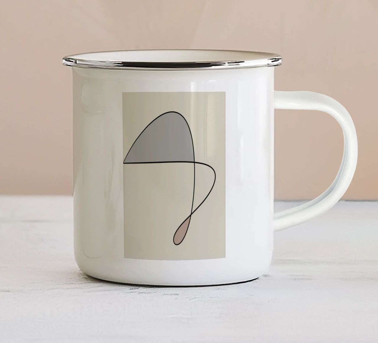 Minimal graceful line art abstract 12 enamel mug by Little Dean