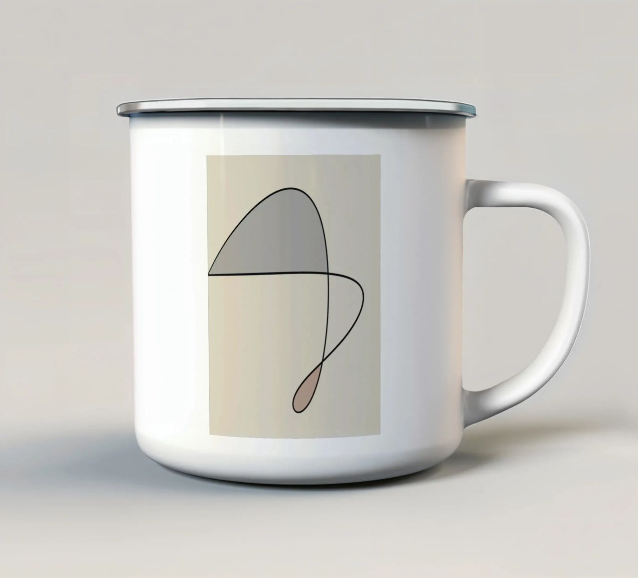 Minimal graceful line art abstract 12 enamel mug by Little Dean