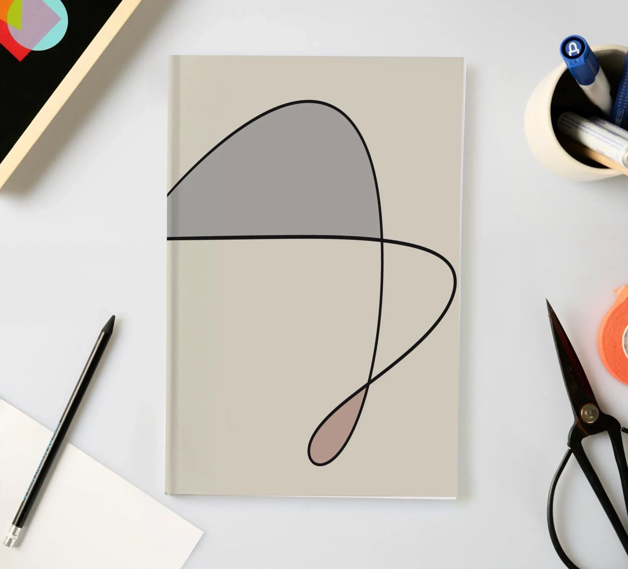 Minimal graceful line art abstract 12 notebook by Little Dean