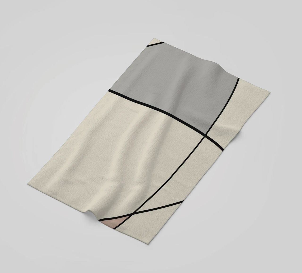 Minimal graceful line art abstract 12 beach towel by Little Dean