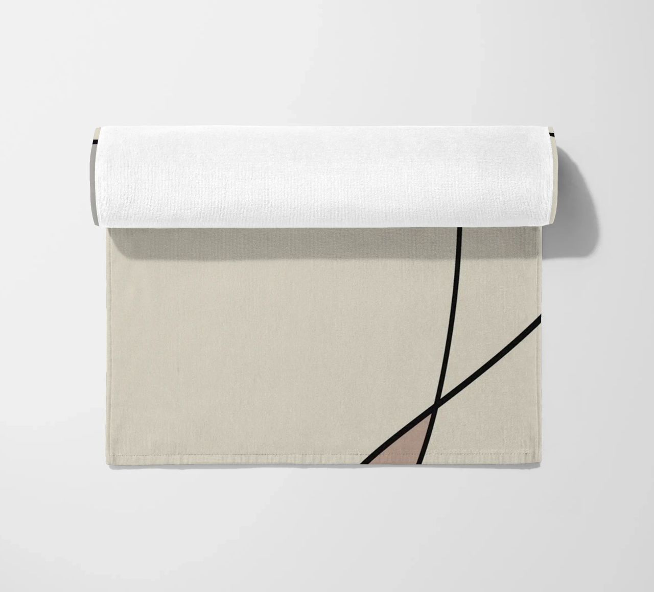 Minimal graceful line art abstract 12 beach towel by Little Dean