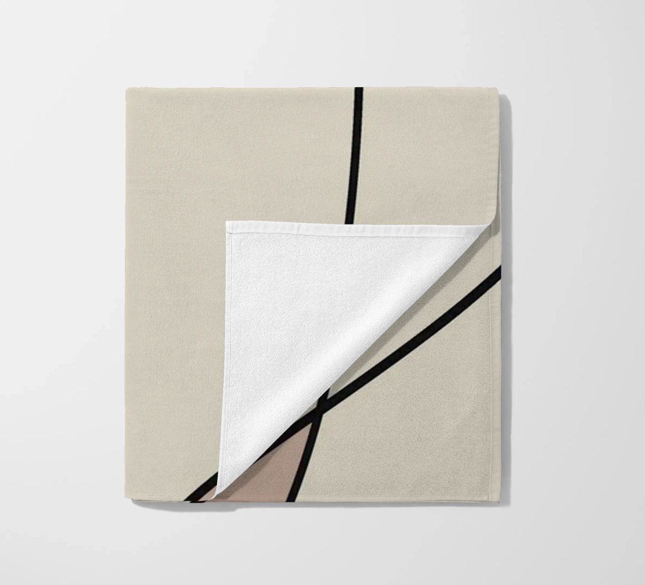 Minimal graceful line art abstract 12 beach towel by Little Dean