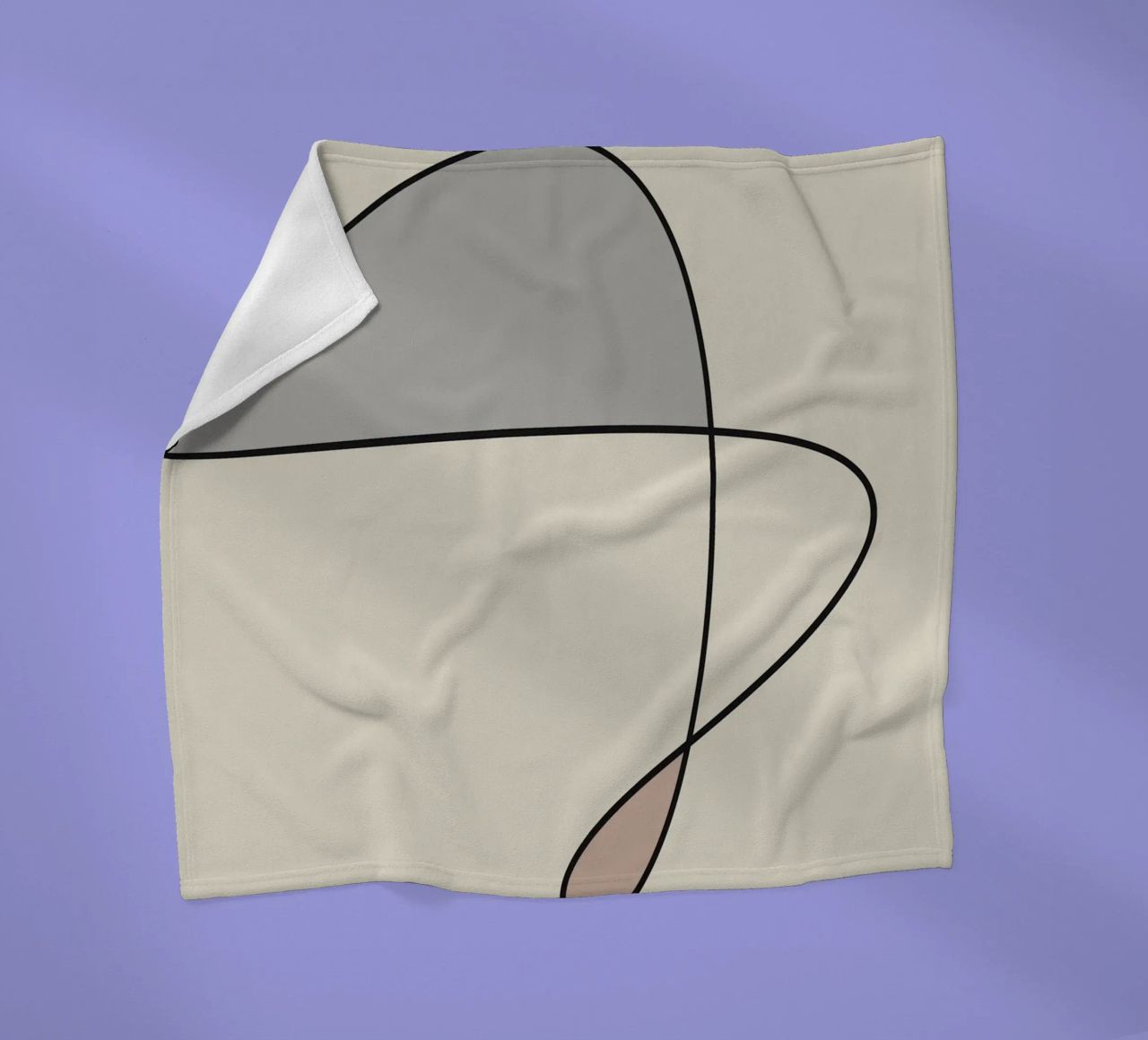 Minimal graceful line art abstract 12 fleece blanket by Little Dean