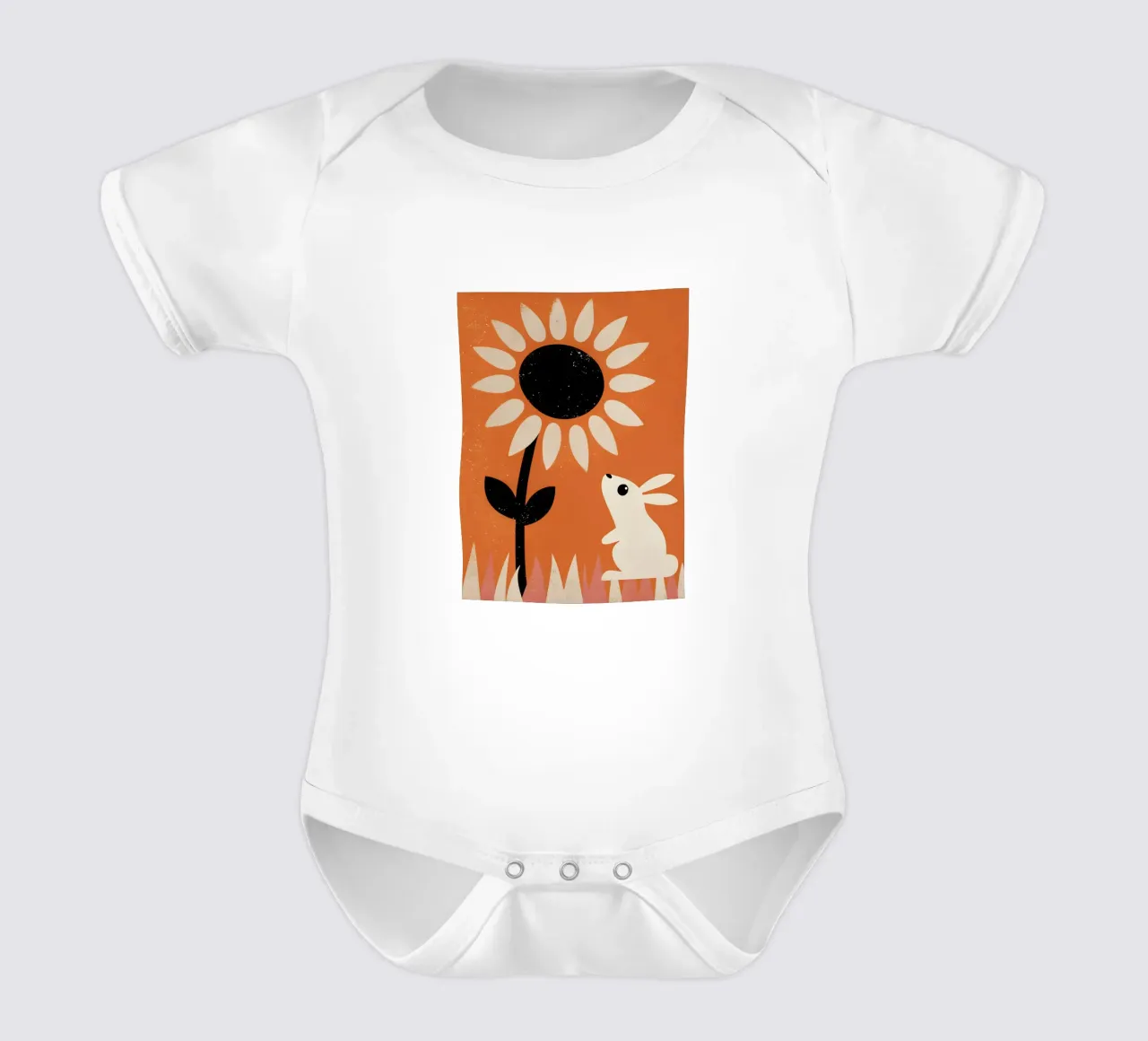 Girasole e coniglio Retro Pop body neonato maniche corte da THE LATEST SHOP