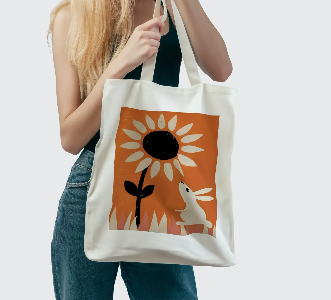 Girasole e coniglio Retro Pop borsa in juta da THE LATEST SHOP