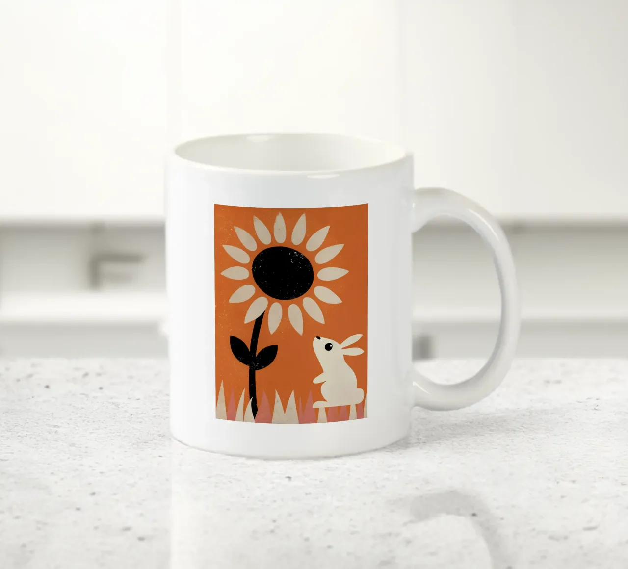 Girasol y Conejo Retro Pop taza de cerámica de THE LATEST SHOP