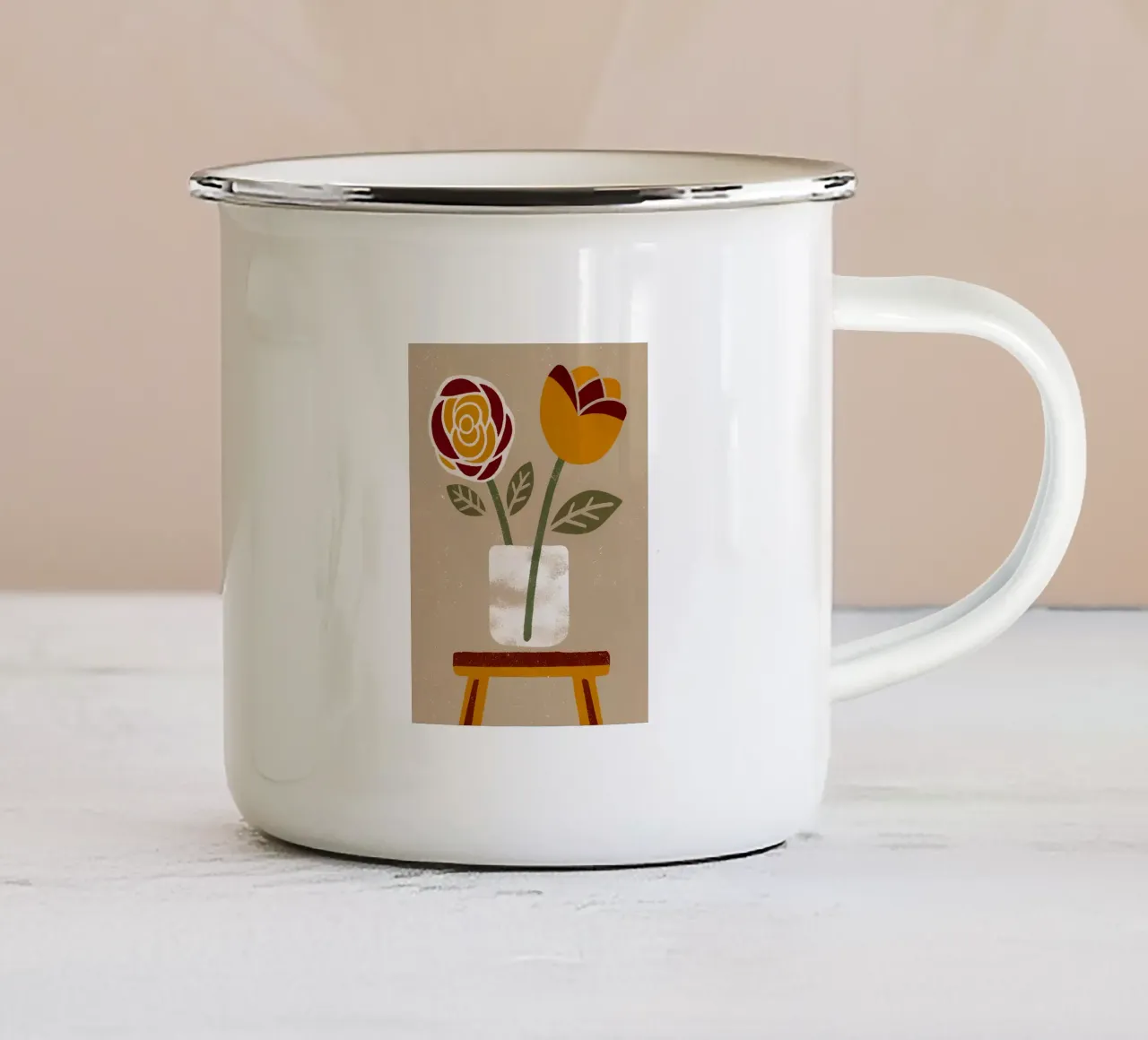 Fiore di rosa retrò pop tazza in smalto da THE LATEST SHOP