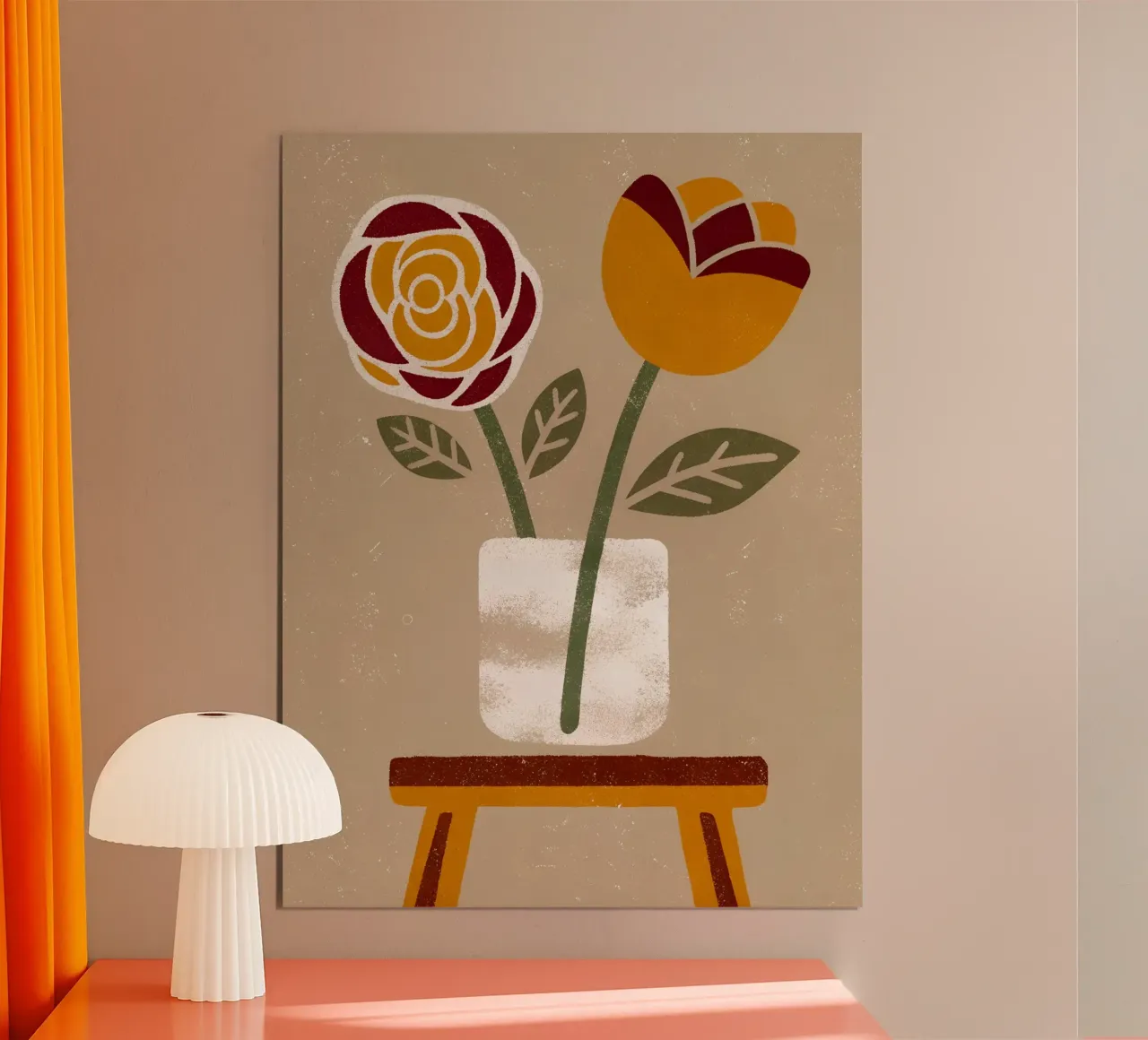 Fiore di rosa retrò pop poster con telaio in plastica da THE LATEST SHOP