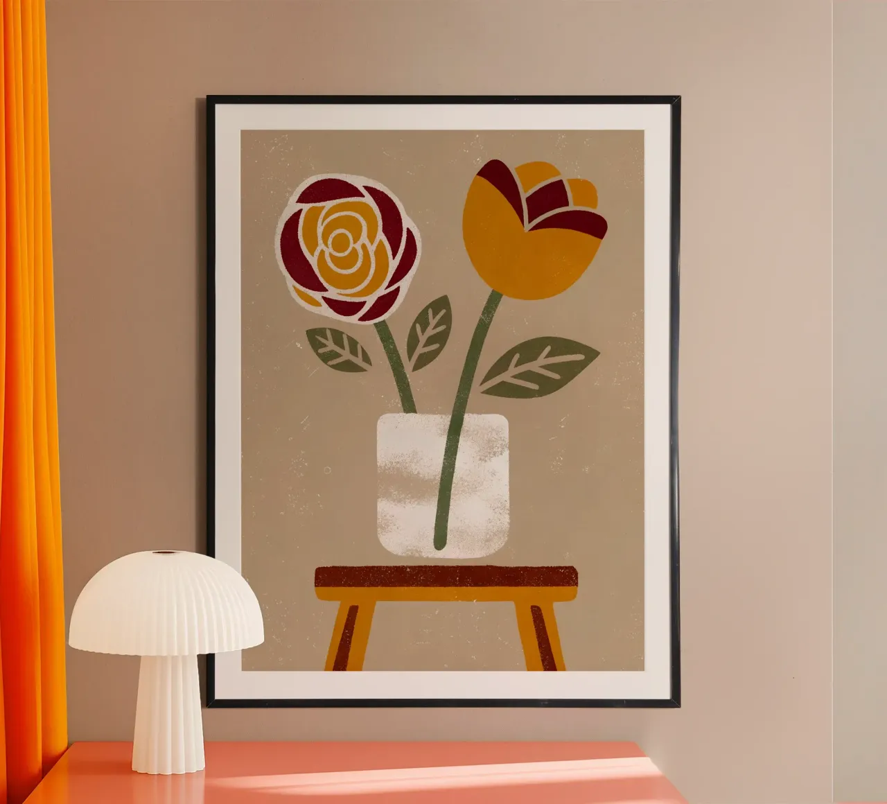 Fiore di rosa retrò pop poster con telaio in plastica da THE LATEST SHOP