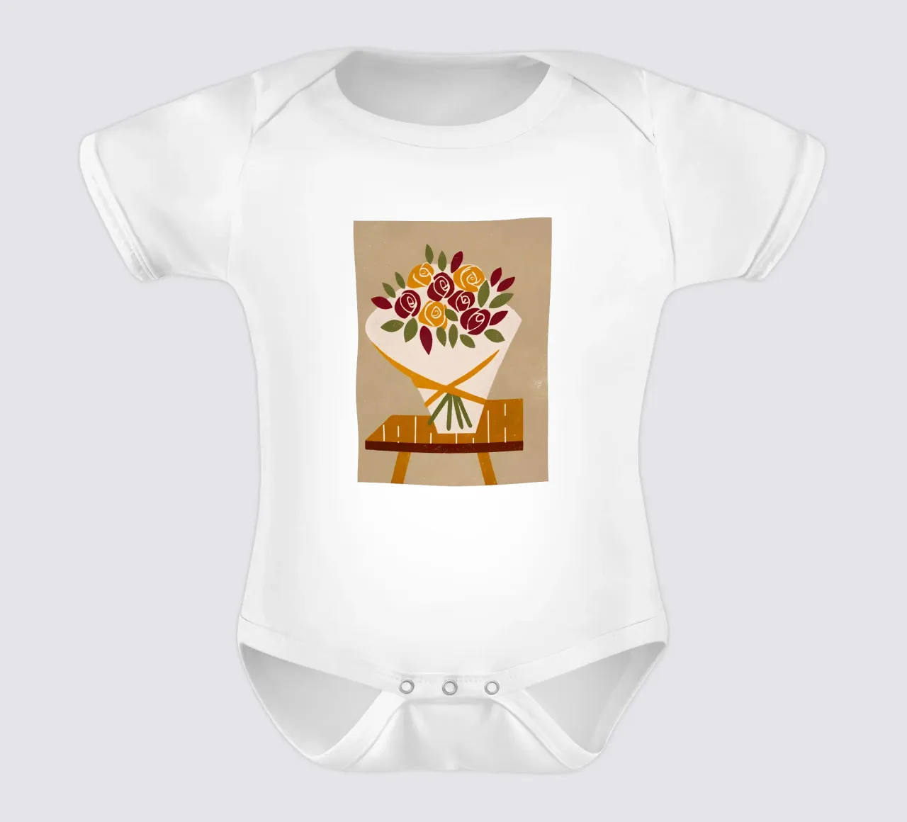Fiore di rosa retrò pop body neonato maniche corte da THE LATEST SHOP