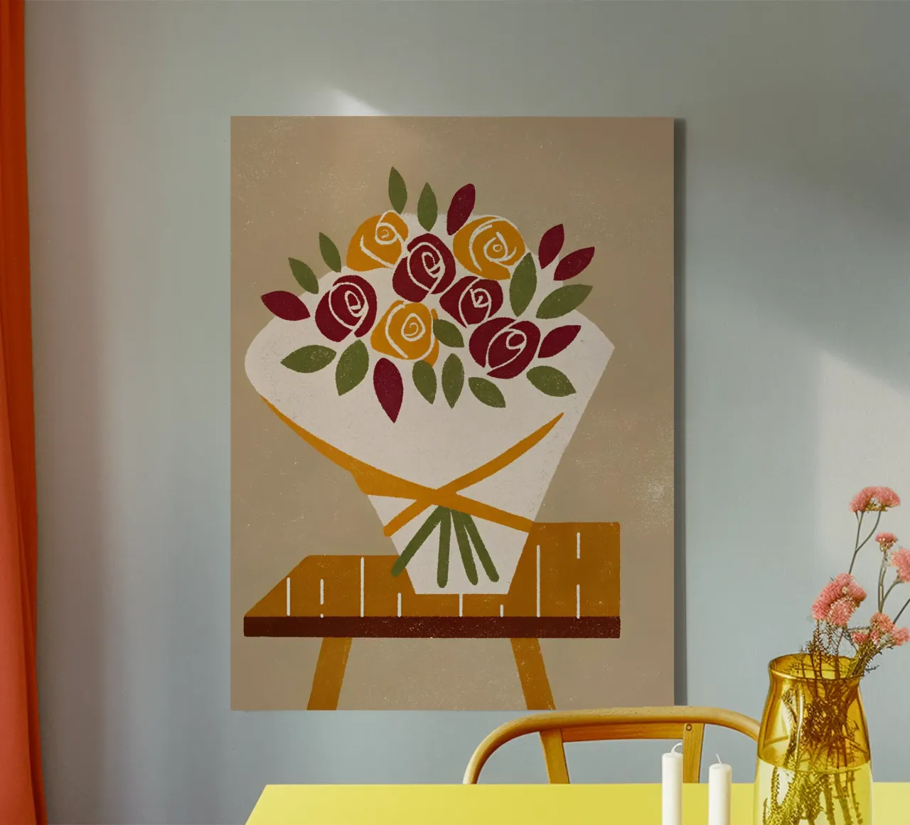 Retro Pop Rozenbloem canvas van THE LATEST SHOP