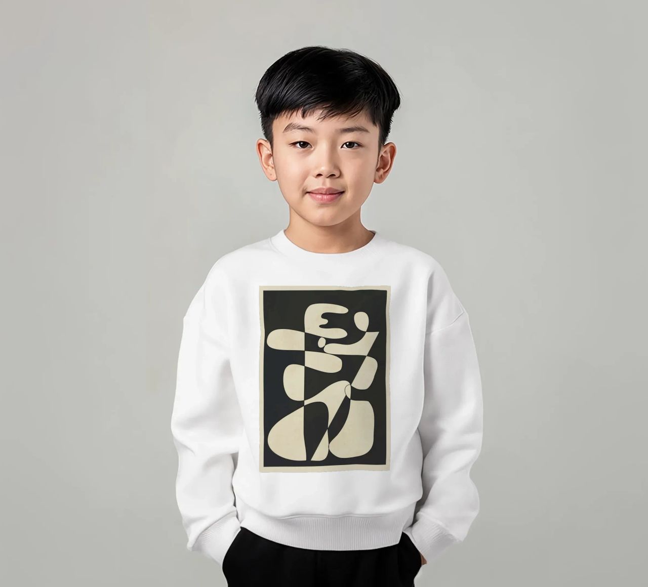 Modern Abstract Contrast – Noir felpa bambino da cityart