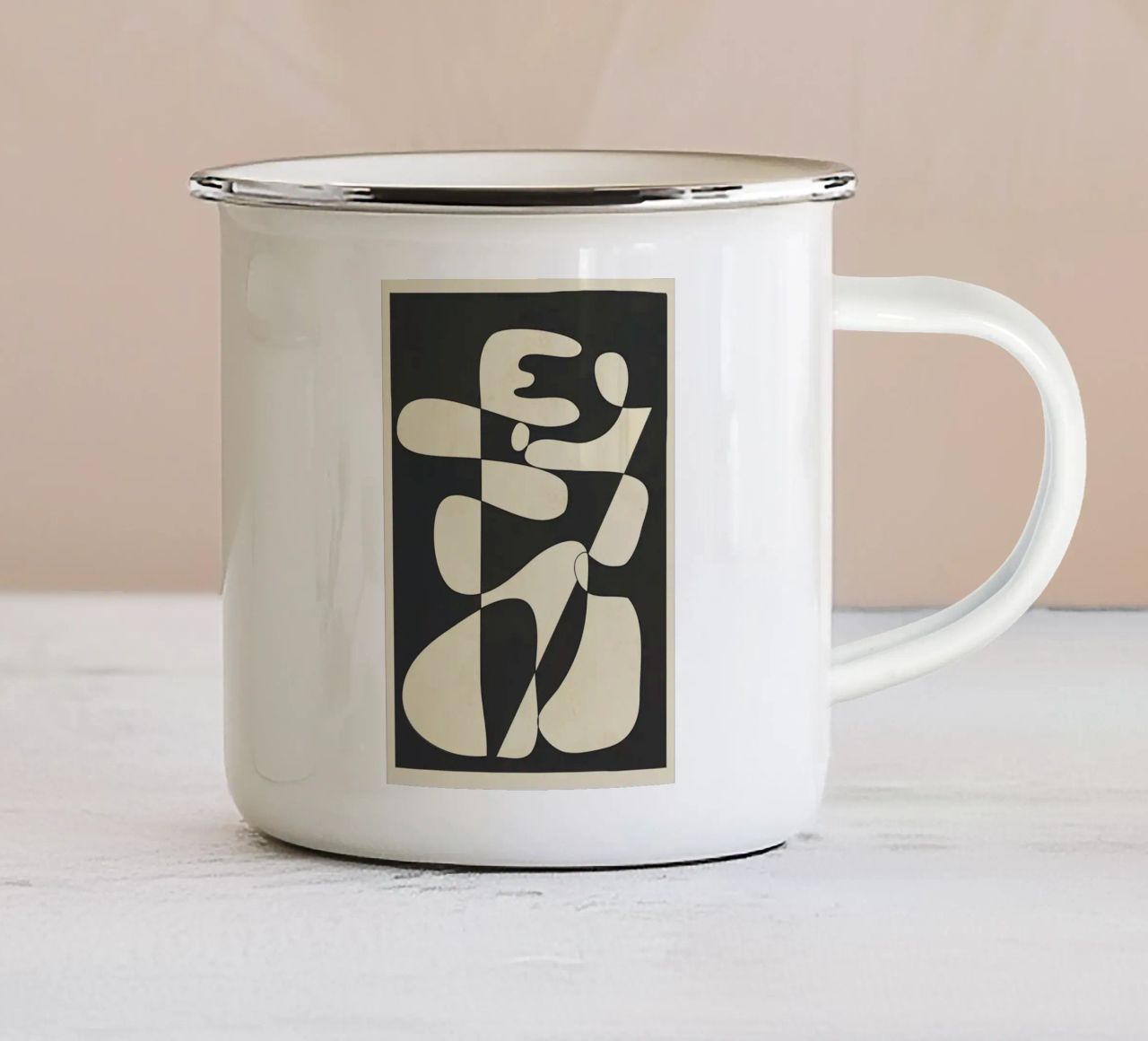 Modern Abstract Contrast – Noir tazza in smalto da cityart