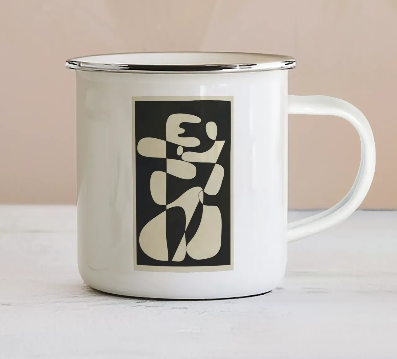 Modern Abstract Contrast – Noir taza de esmalte de cityart