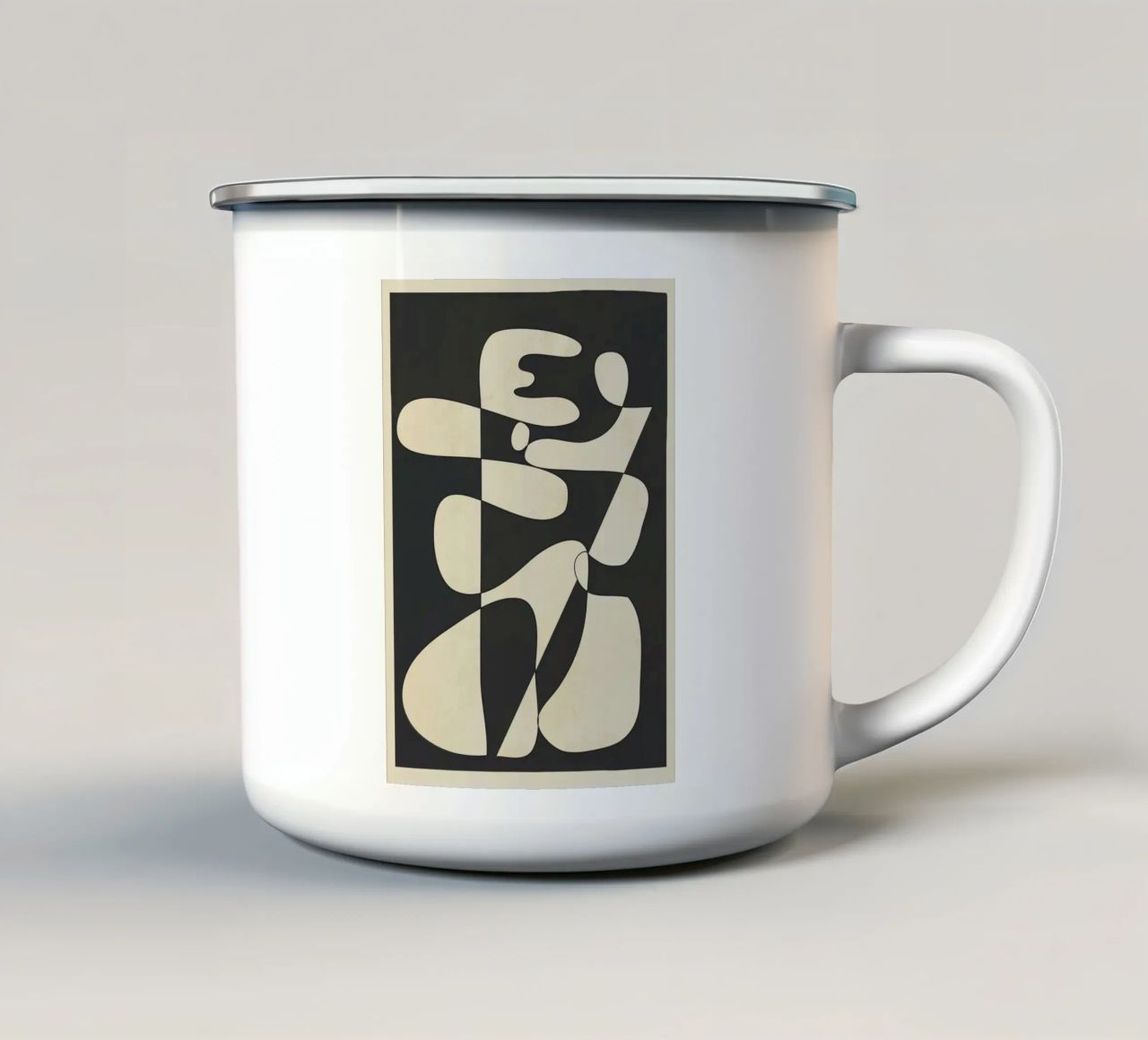 Modern Abstract Contrast – Noir tazza in smalto da cityart