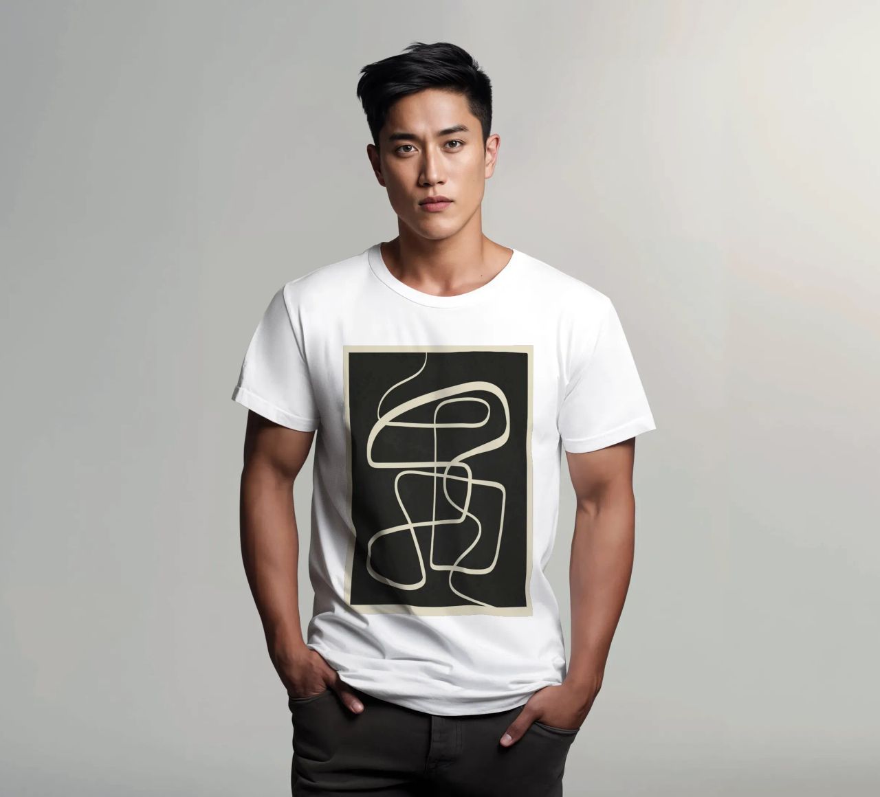 Modern Abstract Lines – Noir t-shirt da cityart