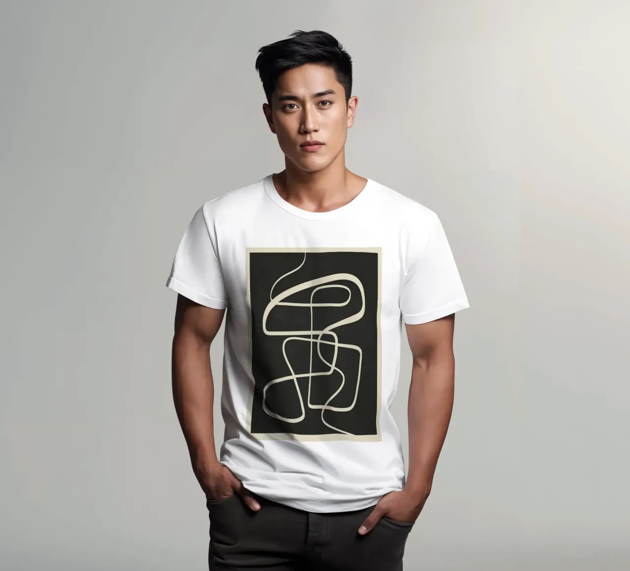 Modern Abstract Lines – Noir t-shirt da cityart