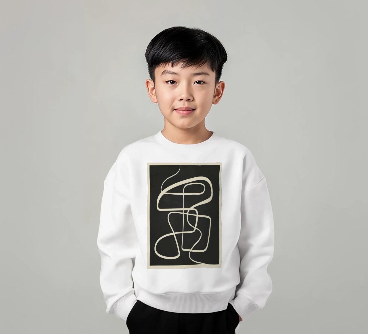 Modern Abstract Lines – Noir felpa bambino da cityart
