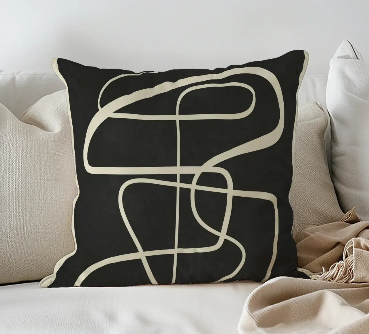 Modern Abstract Lines – Noir cuscino da cityart