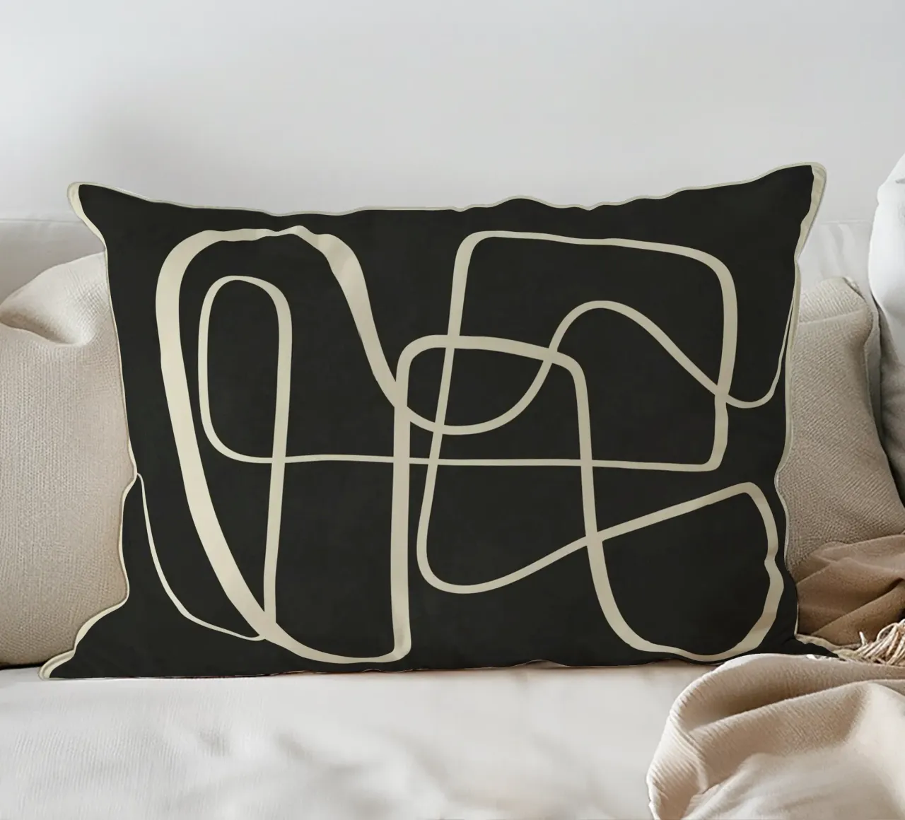 Modern Abstract Lines – Noir cuscino da cityart