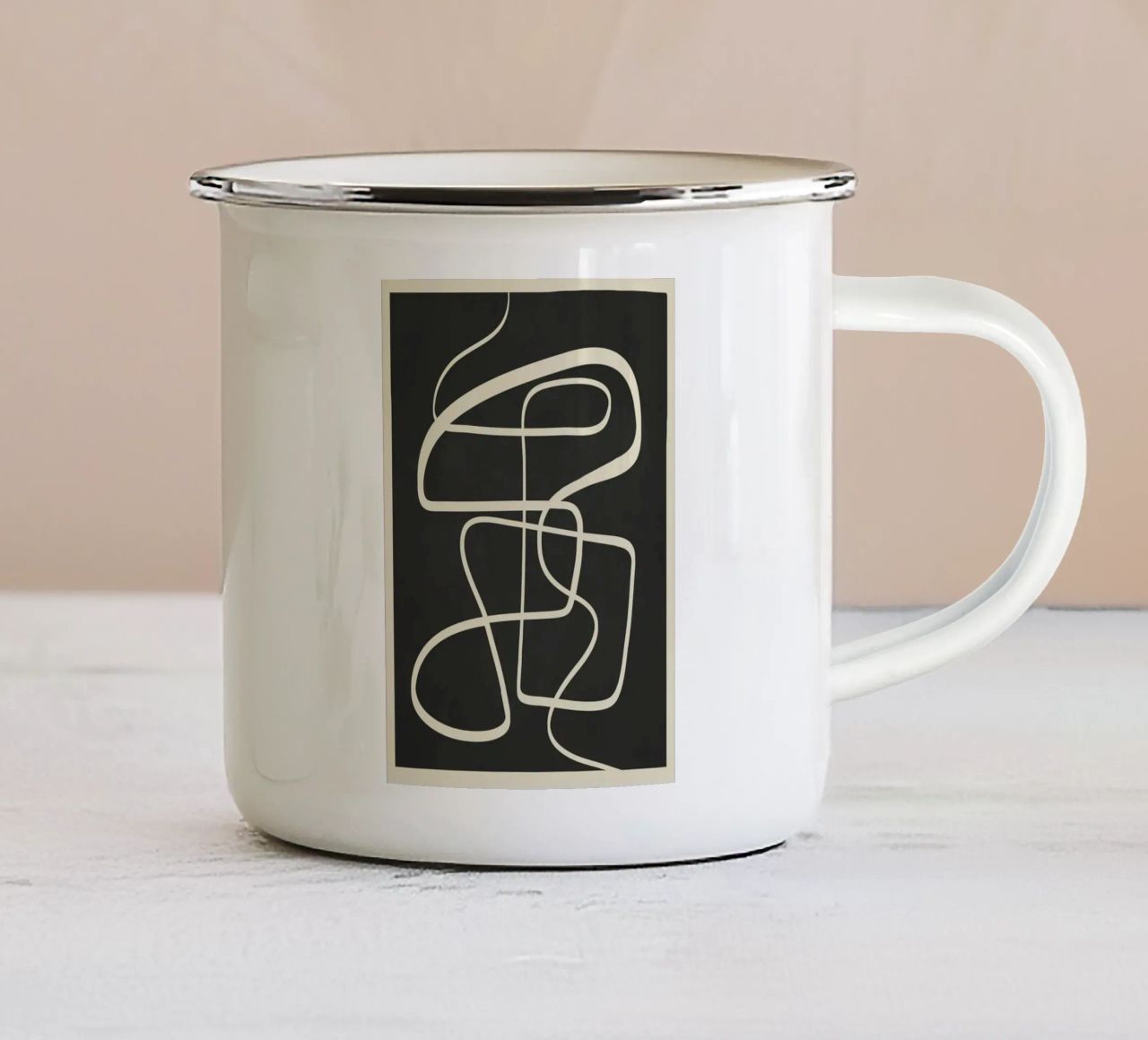 Modern Abstract Lines – Noir tazza in smalto da cityart