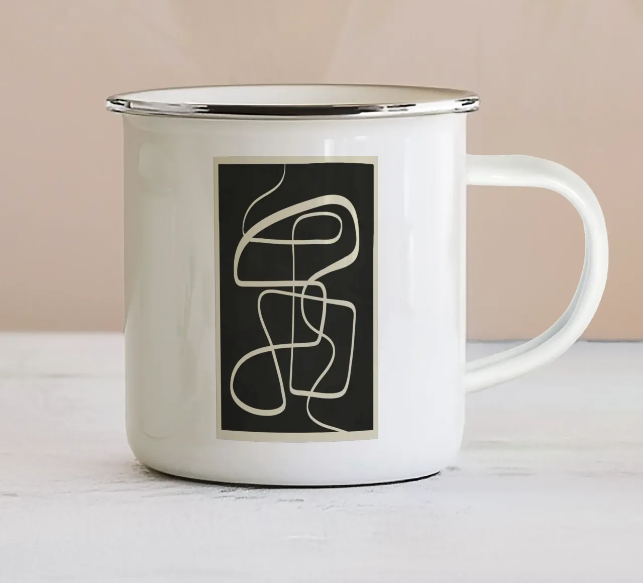 Modern Abstract Lines – Noir emaille mok van cityart