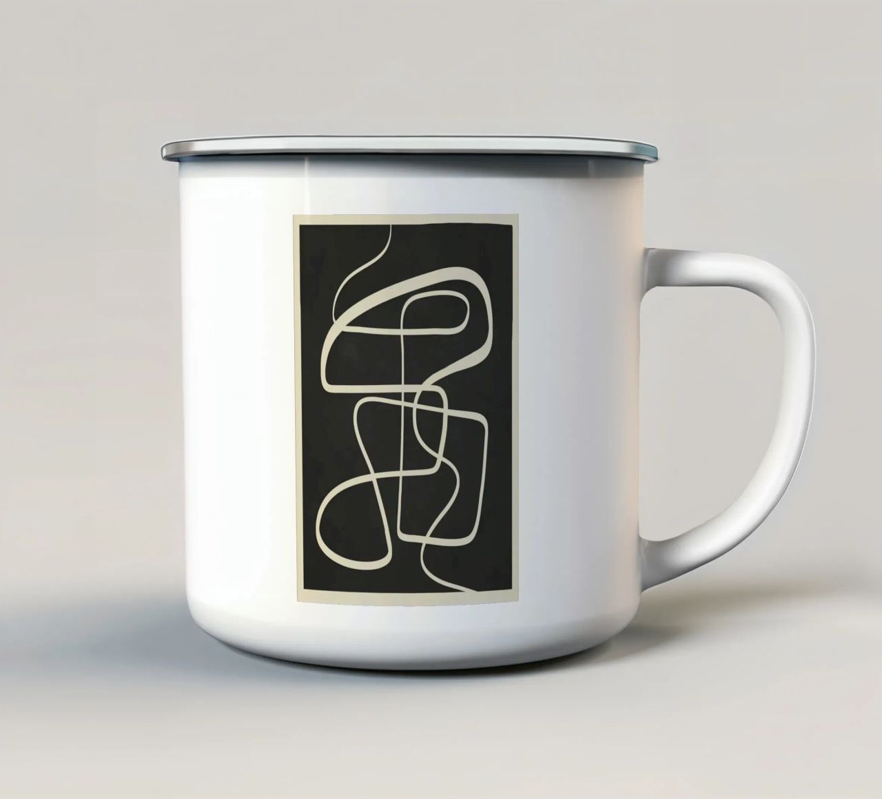 Modern Abstract Lines – Noir tazza in smalto da cityart