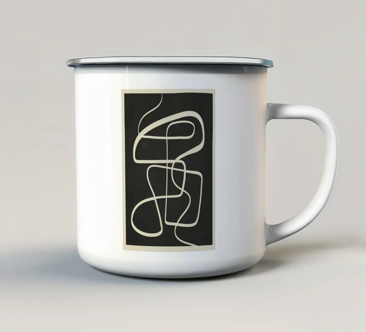 Modern Abstract Lines – Noir mug en émail de cityart