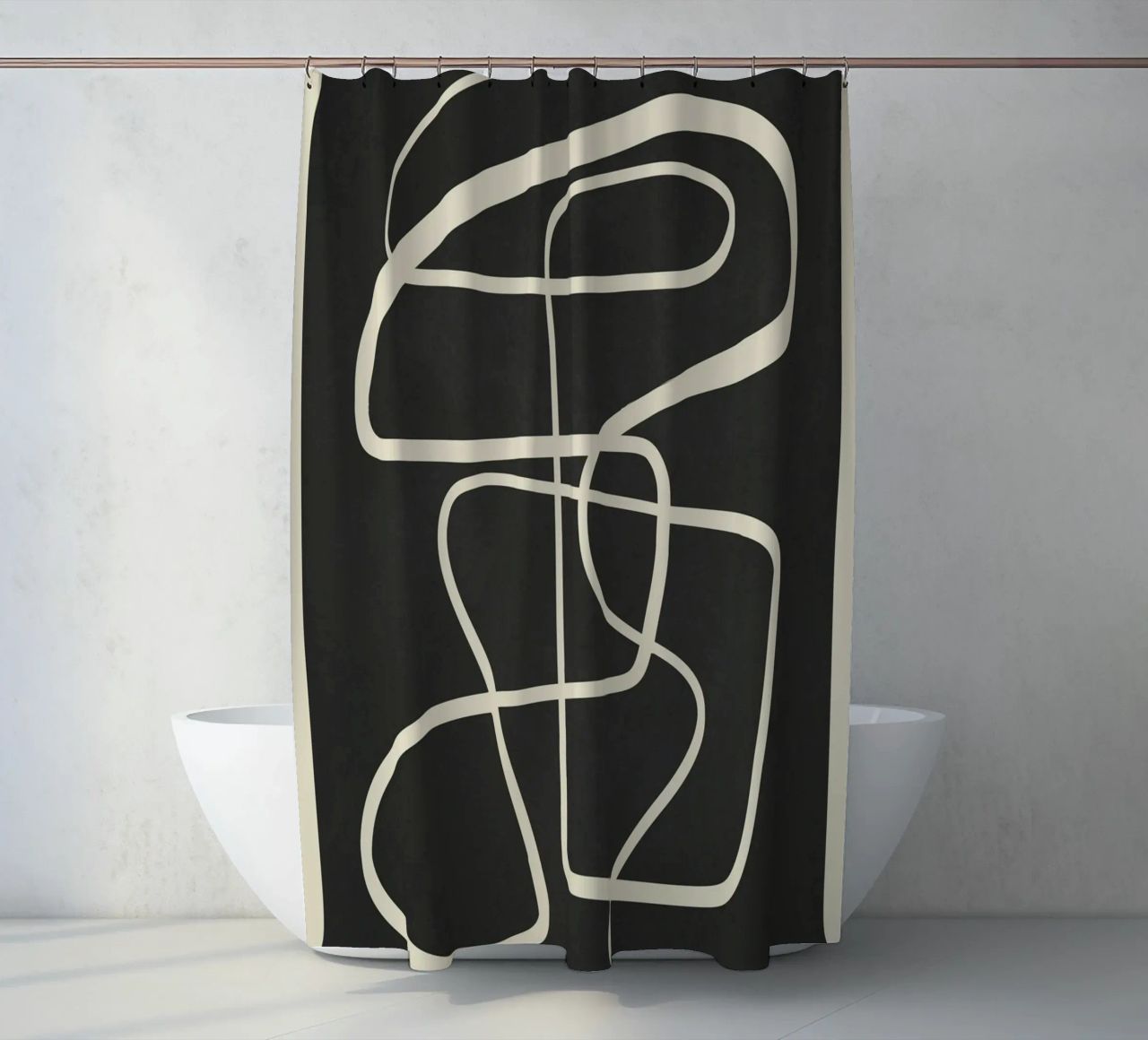Modern Abstract Lines – Noir tenda da doccia da cityart