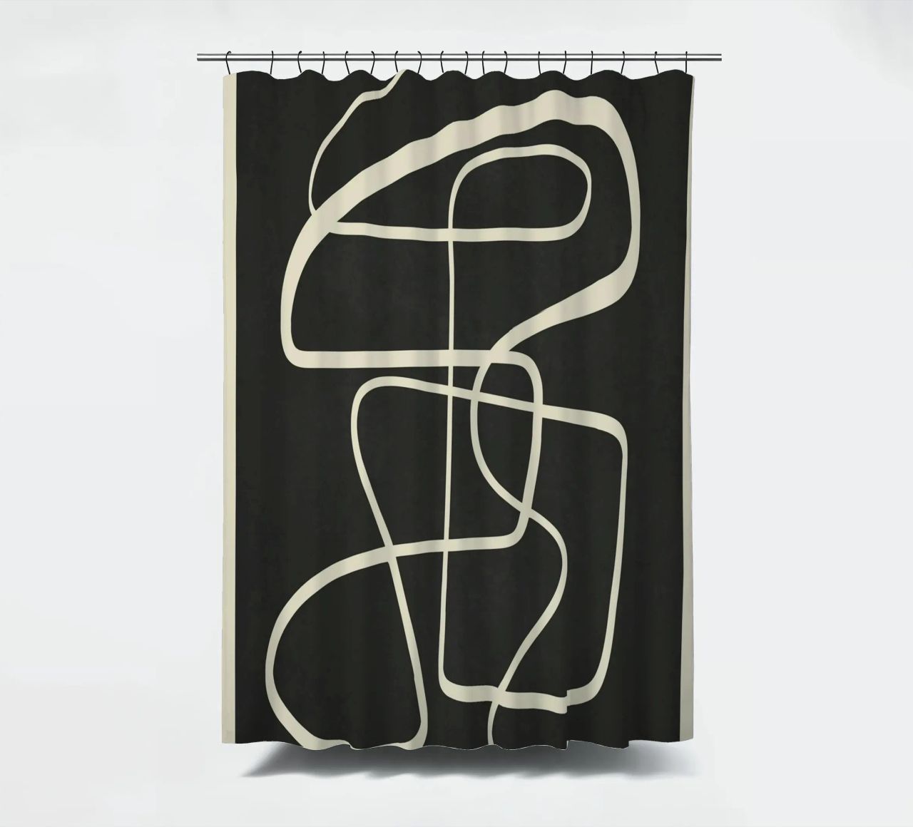 Modern Abstract Lines – Noir tenda da doccia da cityart