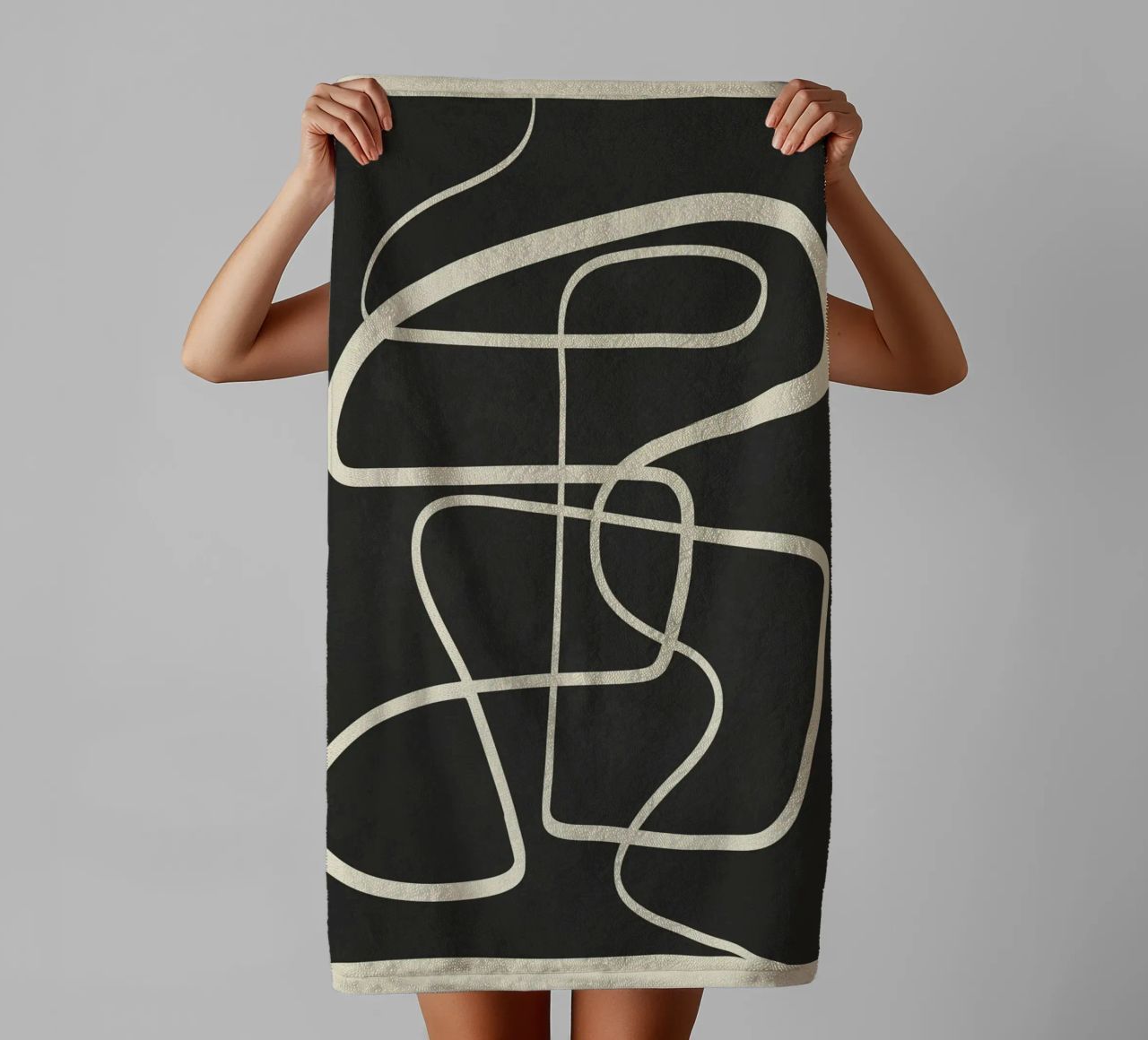 Modern Abstract Lines – Noir asciugamano da bagno da cityart