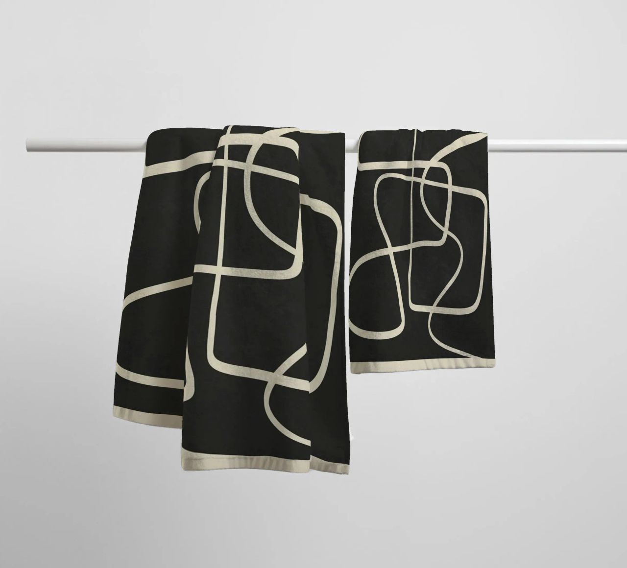 Modern Abstract Lines – Noir asciugamano da bagno da cityart