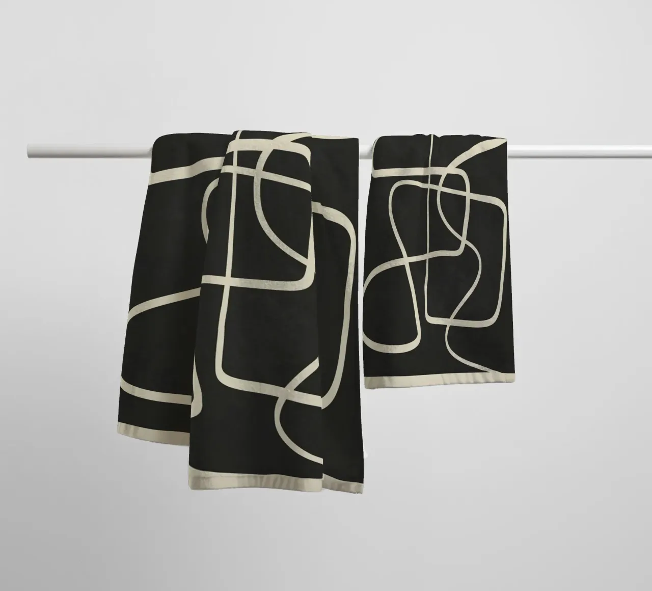 Modern Abstract Lines – Noir Handtuch von cityart