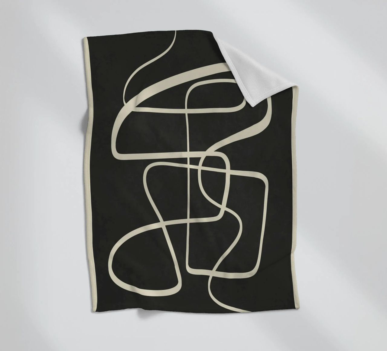Modern Abstract Lines – Noir coperta in pile da cityart