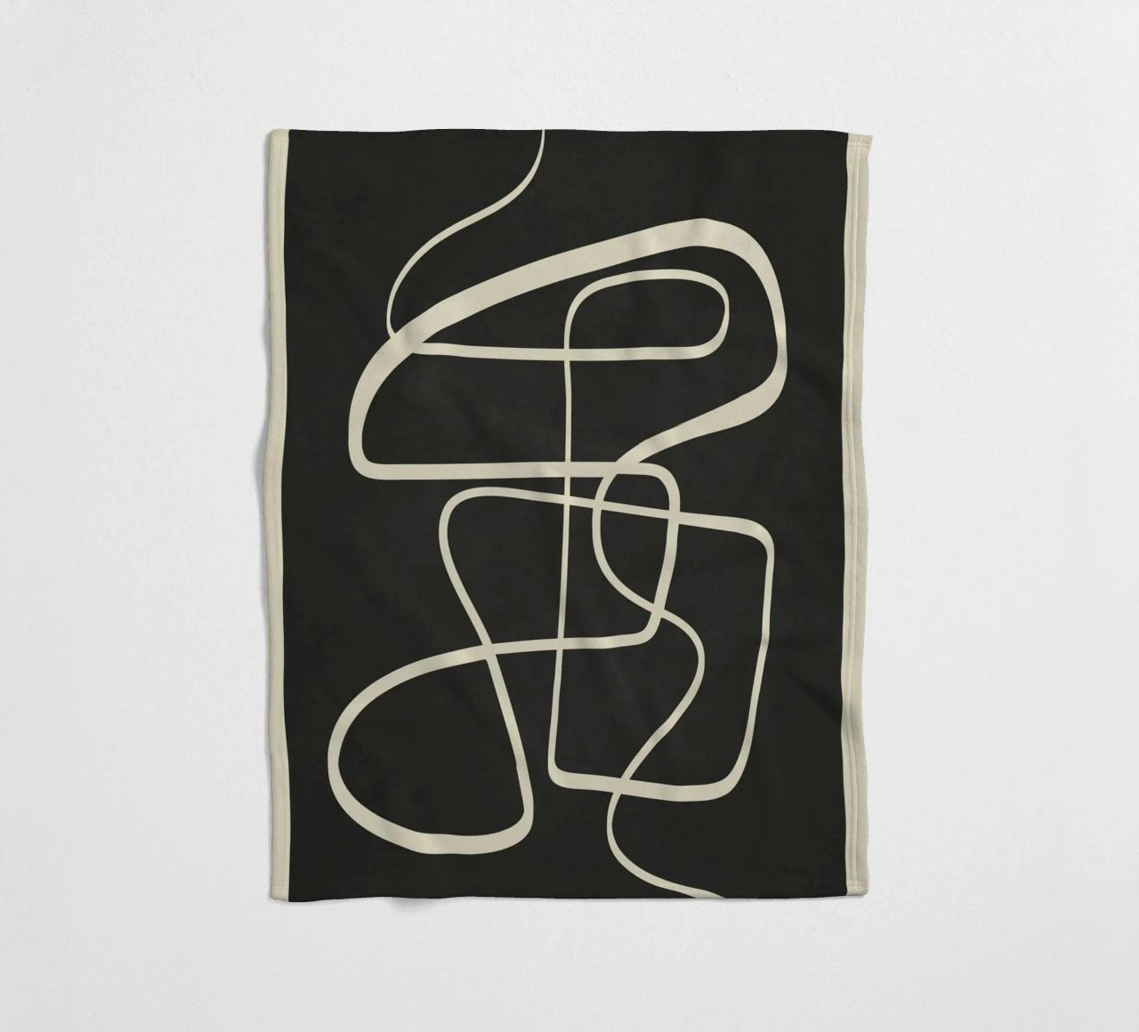 Modern Abstract Lines – Noir coperta in pile da cityart