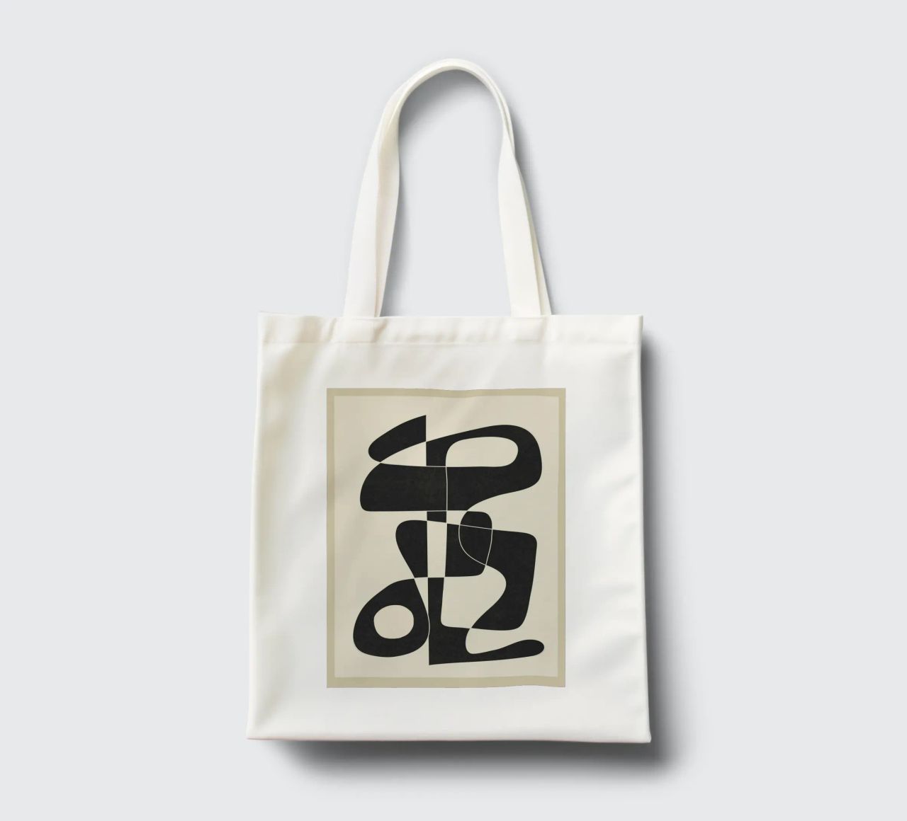 Minimal Abstract Noir borsa in juta da cityart