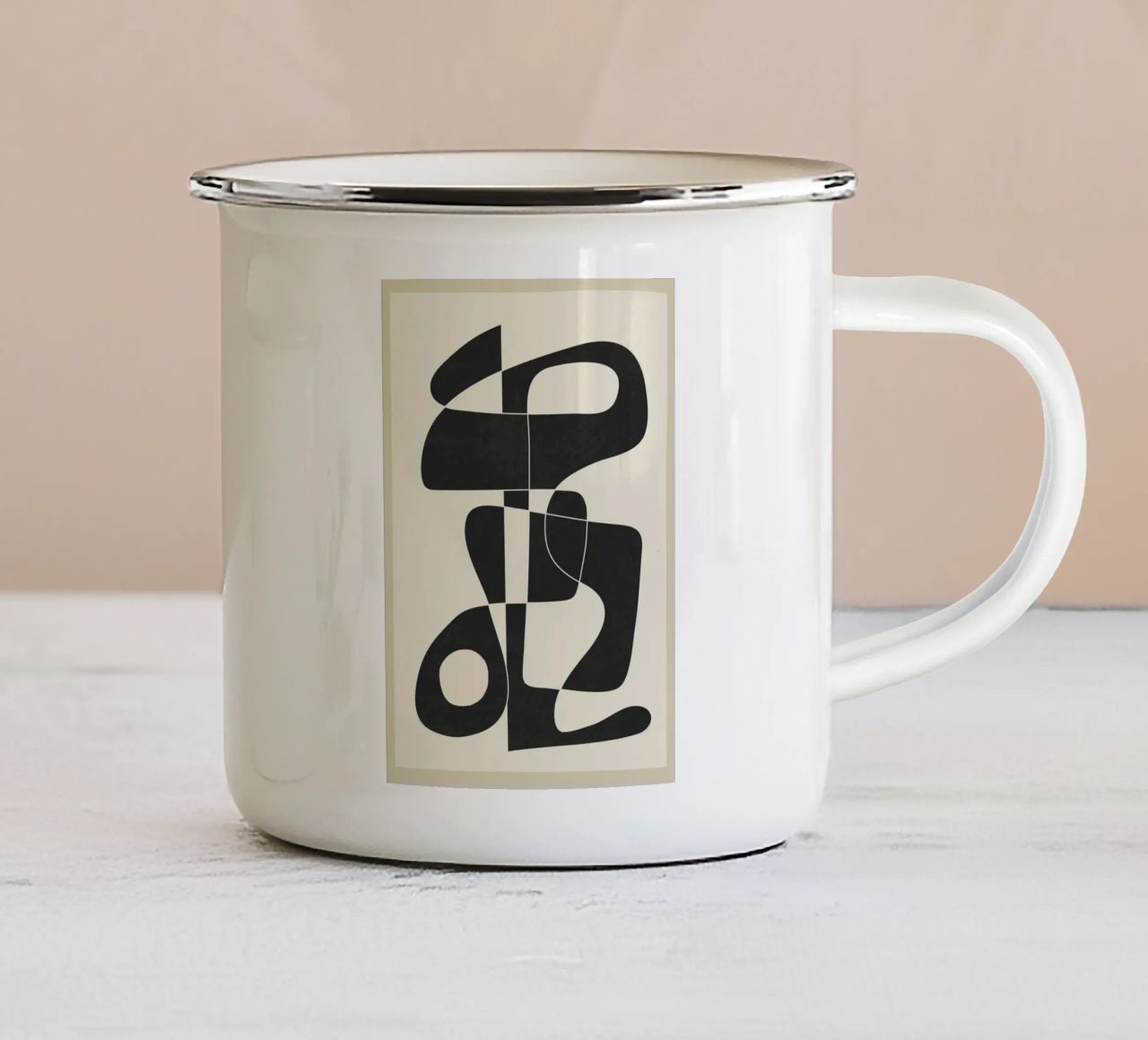 Minimal Abstract Noir tazza in smalto da cityart
