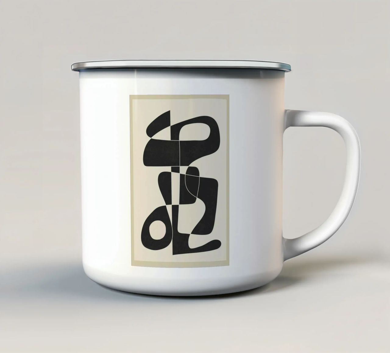Minimal Abstract Noir tazza in smalto da cityart