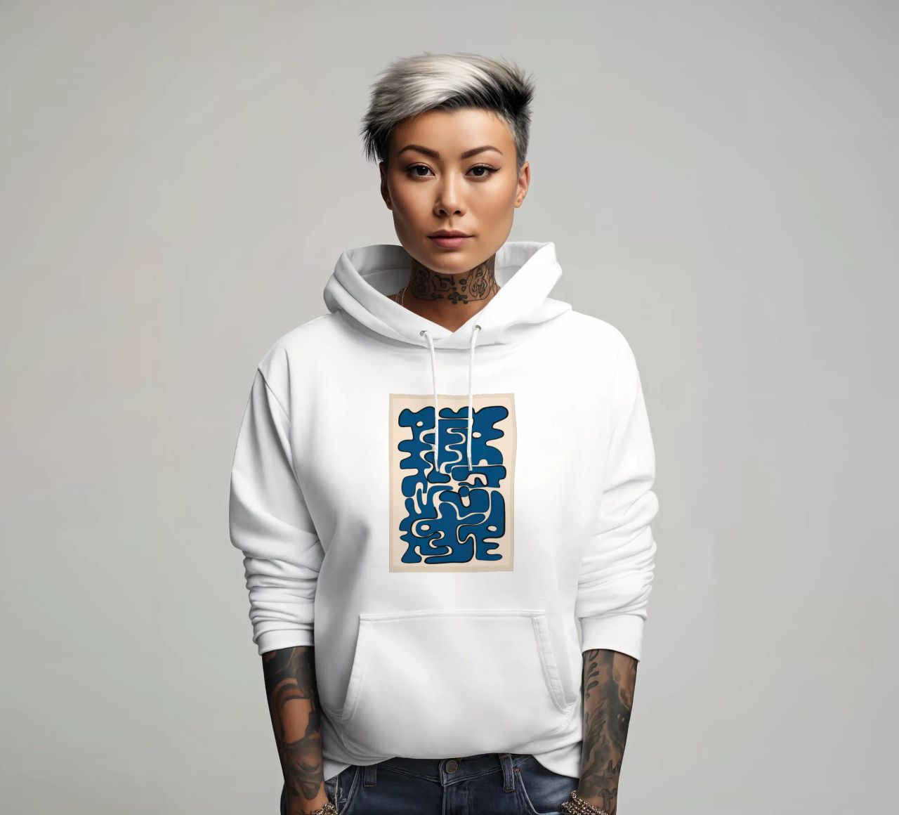 Minimal Abstract Maze – Cobalt felpa con cappuccio da cityart