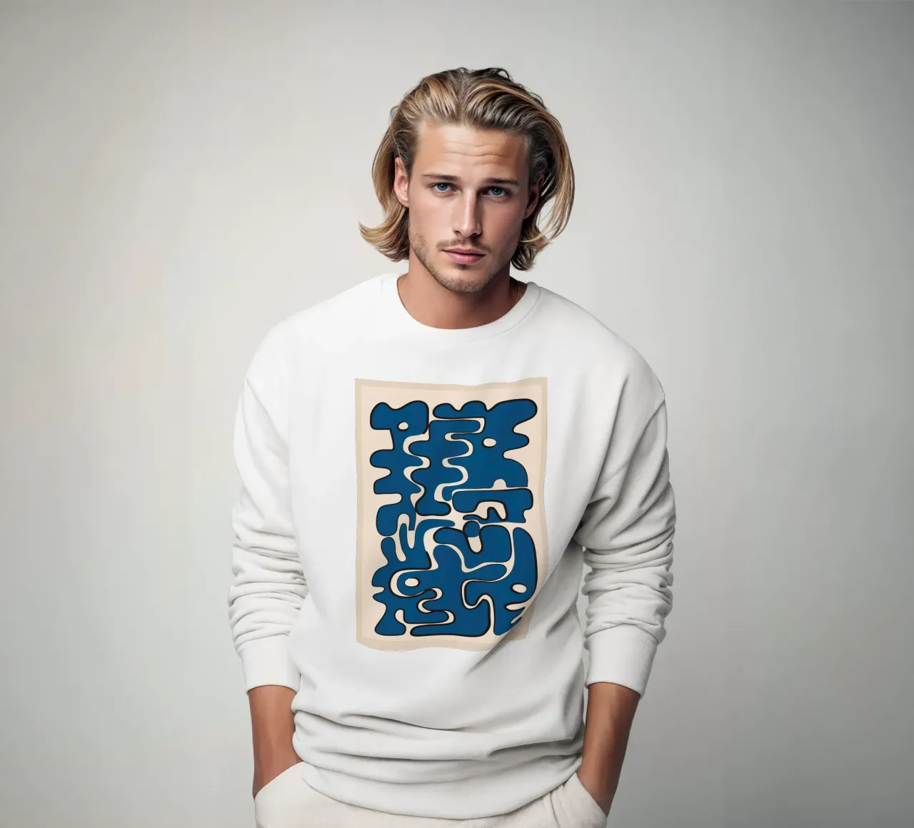 Minimal Abstract Maze – Cobalt Sweatshirt von cityart