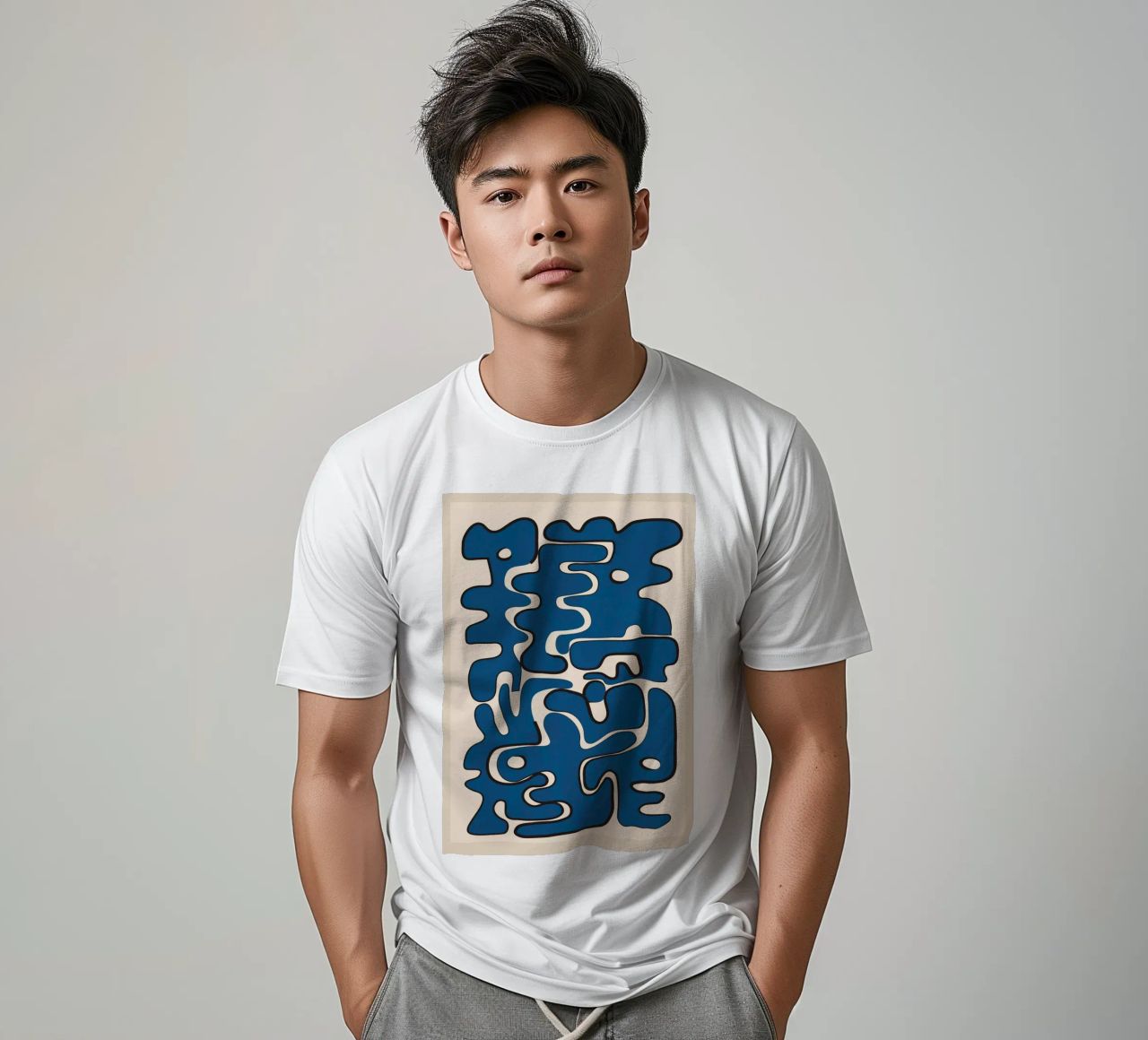 Minimal Abstract Maze – Cobalt t-shirt da cityart
