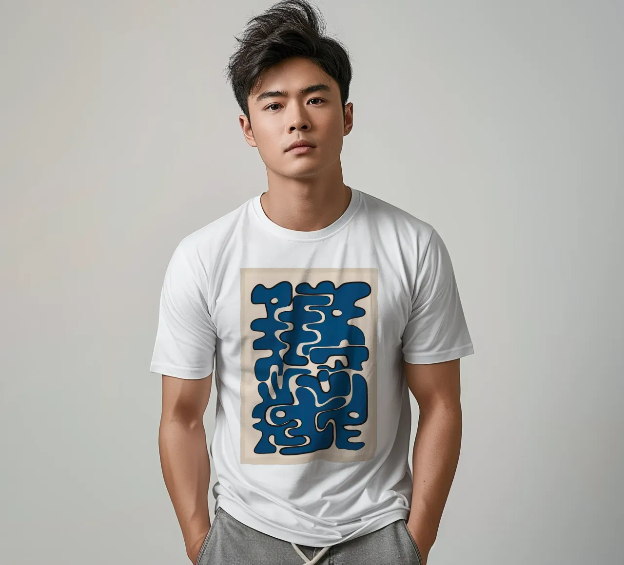 Minimal Abstract Maze – Cobalt T-Shirt von cityart