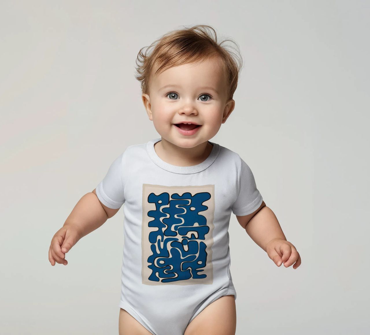 Minimal Abstract Maze – Cobalt body neonato maniche corte da cityart