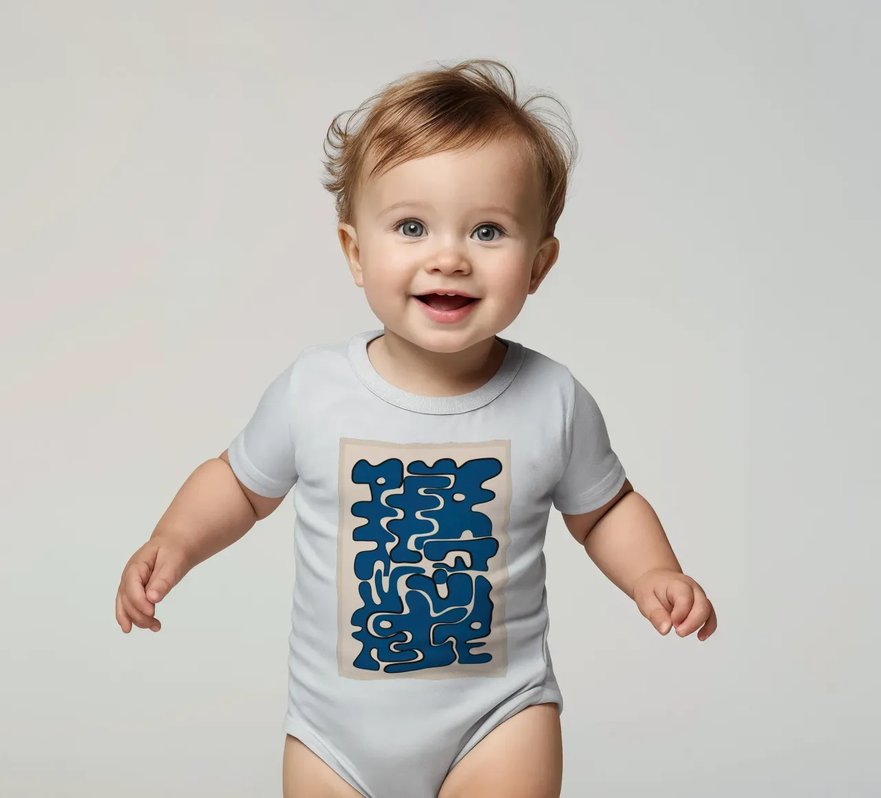 Minimal Abstract Maze – Cobalt body neonato maniche corte da cityart